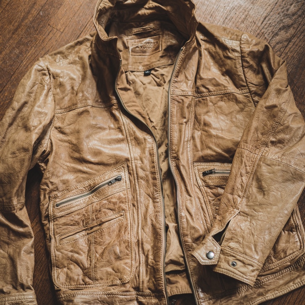 Roundtree & Yorke Leather Bomber Jacket - Men's M